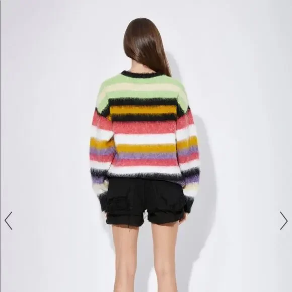 RTA stripped sweater wool alpaca black red green size M S1 - Picture 3 of 7